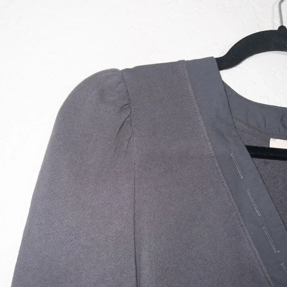 Loft Gray Button‎ Front Mixed Media Sweater Size XS